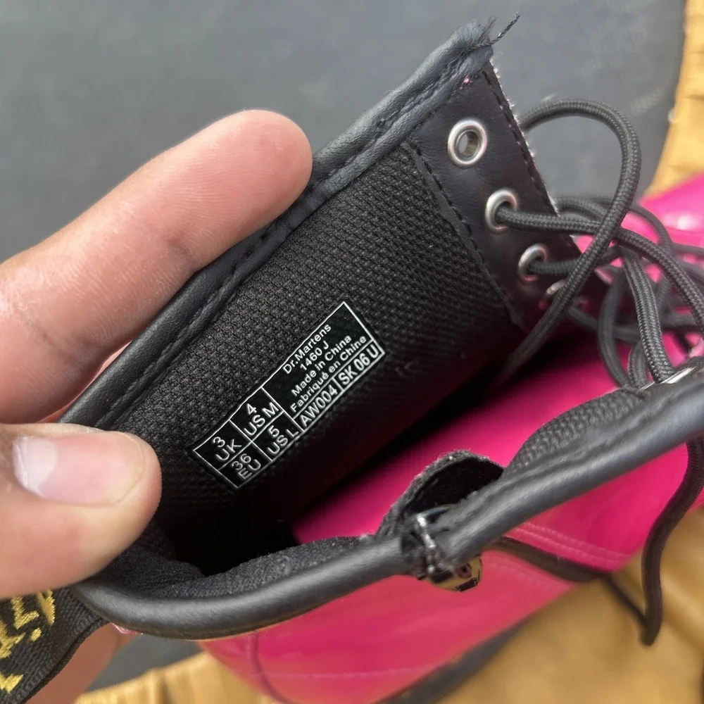 Dr. Martens 1460 J Youth Girls Size 4 Euro 36 Leather Zip Boots Hot Pink Doc